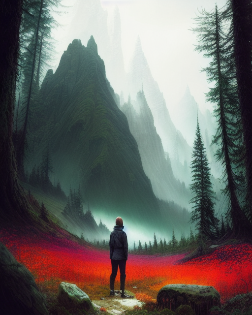 An illustration of a person in the outdoors e